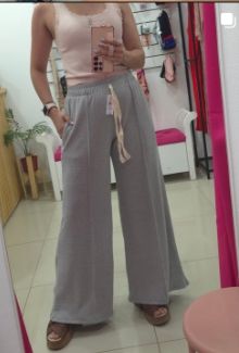Pantalón Wide Leg Rústico Gris