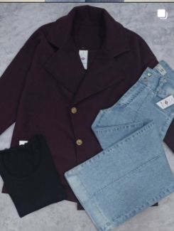 Combinación tapado bordo y wide leg
